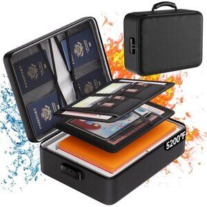 5200°F Document Organizer with Lock Upgraded Heat Insulated Fireproof Waterproof